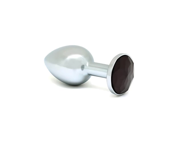 Rimba XS - fekete köves, fém anál plug (ezüst)
