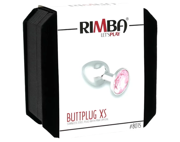 Rimba XS - pink köves, fém anál plug (ezüst)