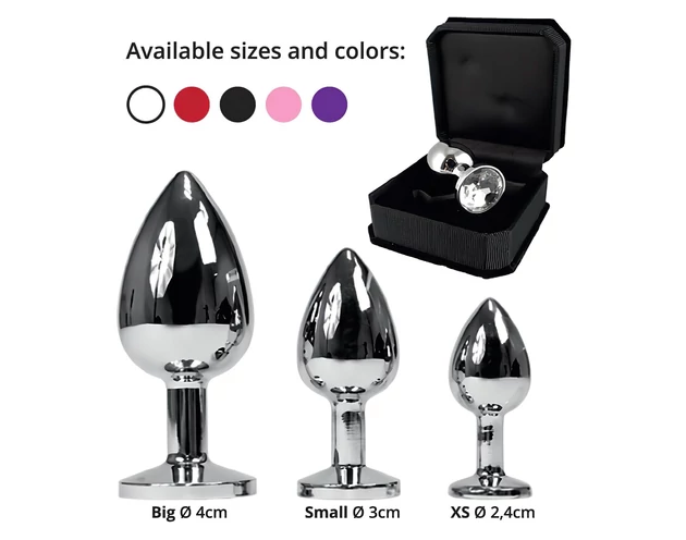 Rimba XS - pink köves, fém anál plug (ezüst)