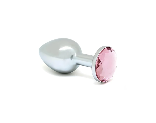 Rimba XS - pink köves, fém anál plug (ezüst)