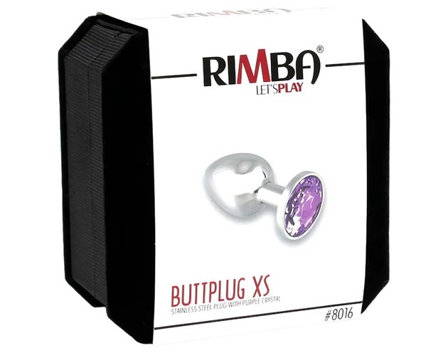 Rimba XS - lila köves, fém butt plug (ezüst)