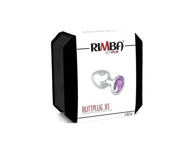 Rimba XS - lila köves, fém anál plug (ezüst)