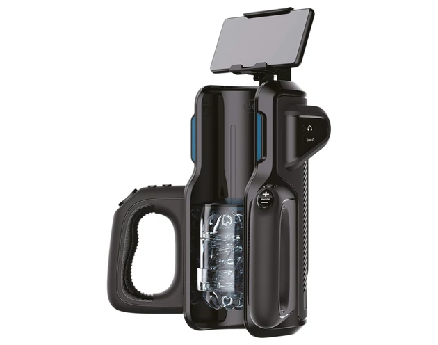 LETEN SM 500 - fel-le mozgó maszturbátor telefon tartóval (fekete)