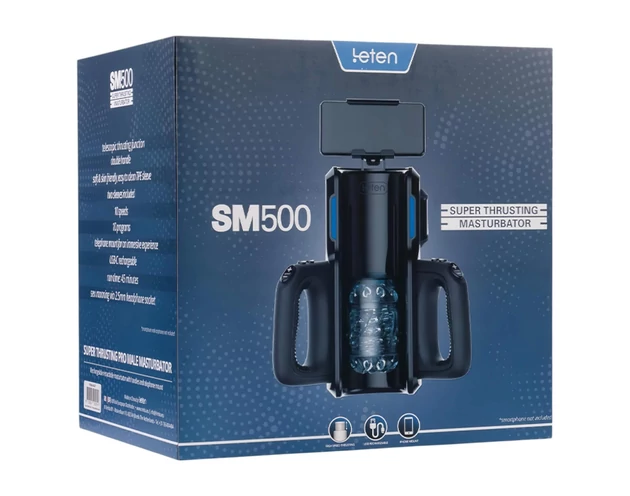LETEN SM 500 - fel-le mozgó maszturbátor telefon tartóval (fekete)