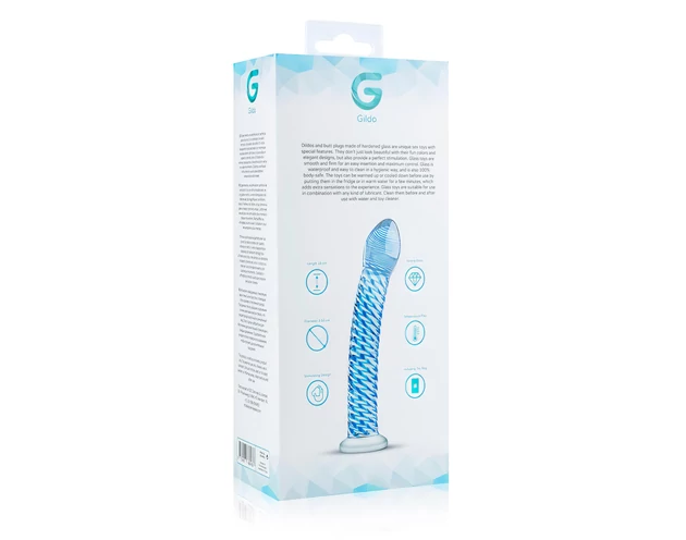 Gildo Glass No. 5 - spirál üveg dildó (átlátszó-kék)