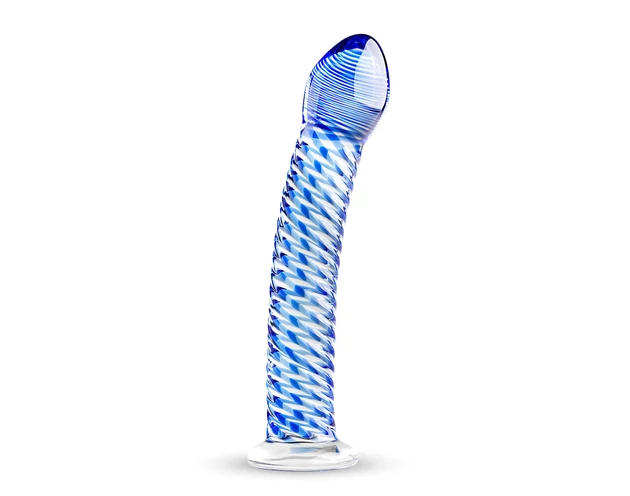 Gildo Glass No. 5 - spirál üveg dildó (átlátszó-kék)