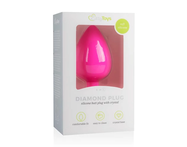 Easytoys Diamond - fehér köves anál plug (nagy) - pink