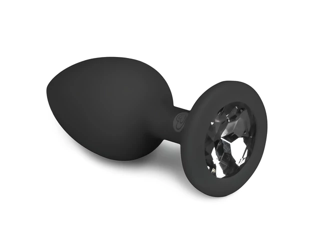 Easytoys Diamond - fehér köves anál plug (kicsi) - fekete