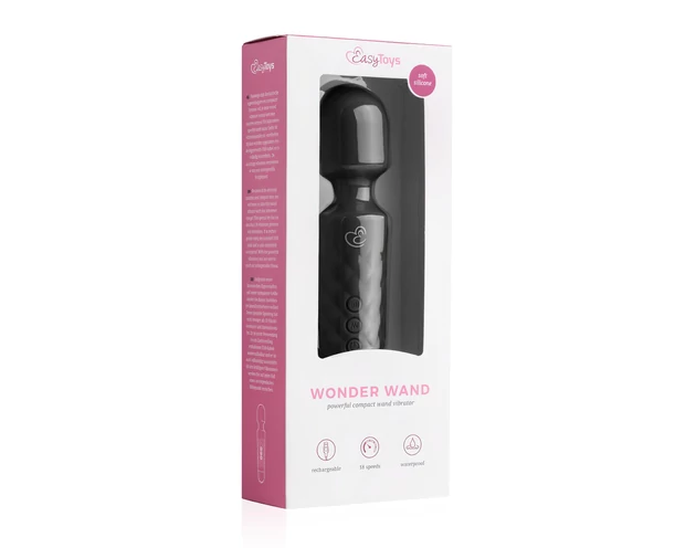 EasyToys Mini Wand - akkus masszírozó vibrátor (fekete)