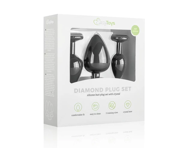 Easytoys Diamond - anál plug szett (fekete)