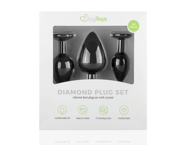 Easytoys Diamond - anál plug szett (fekete)