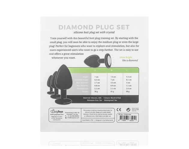 Easytoys Diamond - anál plug szett (fekete)