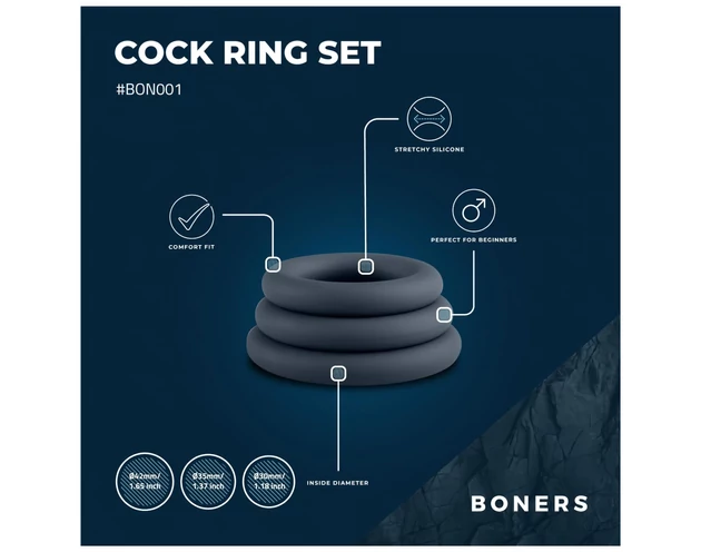 Boners - péniszgyűrű szett - 3db (szürke)