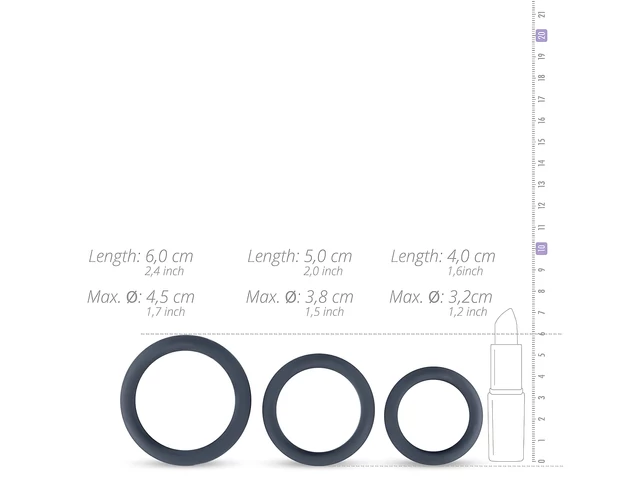 Boners - szilikon péniszgyűrű szett - 3db (szürke)