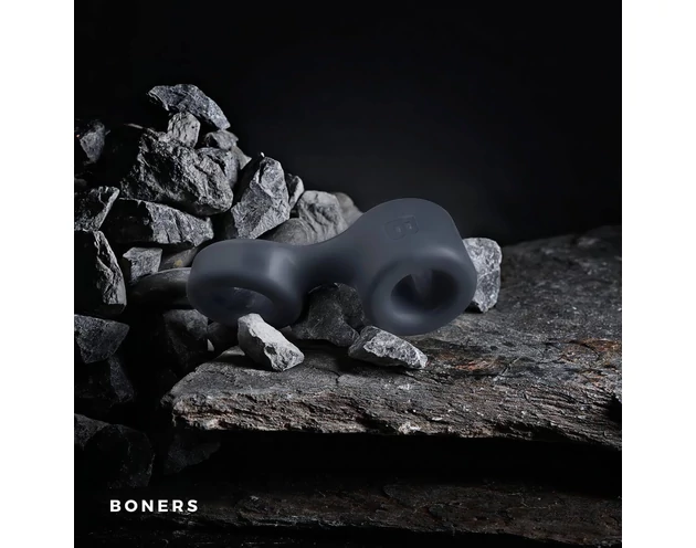 Boners Get Rock Hard - péniszgyűrű és herenyújtó-gyűrű (szürke)