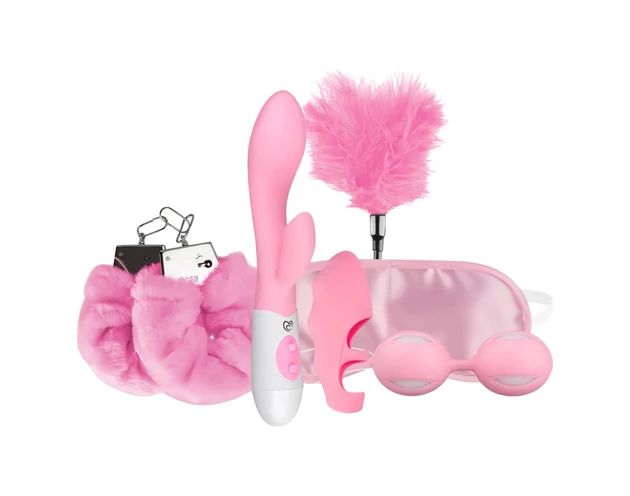 LoveBoxxx I love Pink - vibrátoros kötöző szett (6 részes) - pink