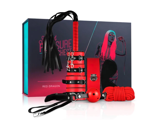 Secret Pleasure Chest - haladó BDSM készlet - 10 részes (piros)