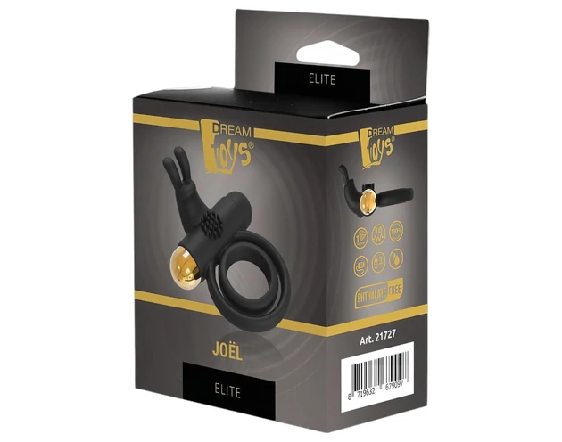 Elite Joel - akkus, vibrációs here- és péniszgyűrű (fekete)