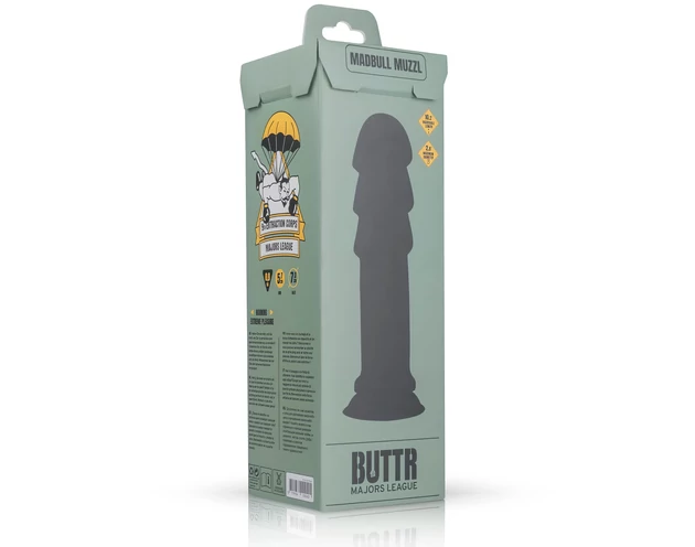 BUTTR Madbull Muzzl - tapadókorongos dildó (fekete)