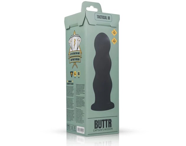 BUTTR Tactical III - tapadókorongos dildó (fekete)