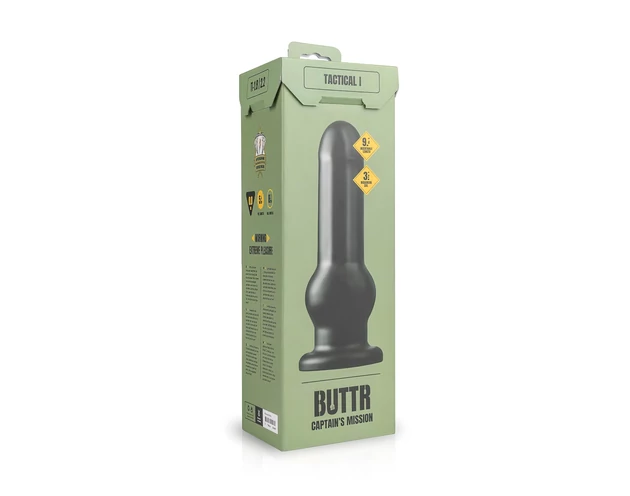BUTTR Tactical I - tapadókorongos dildó (fekete)