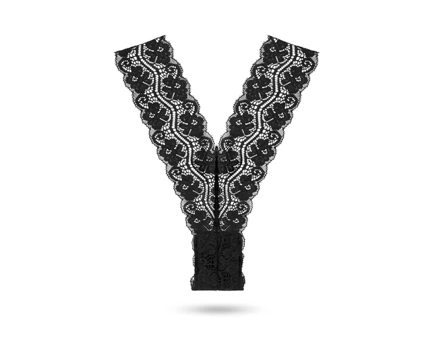 Pantyrebel - akkus, rádiós vibrációs csipke tanga - fekete (S-L)