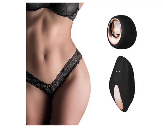 Pantyrebel - akkus, rádiós vibrációs csipke tanga - fekete (S-L)