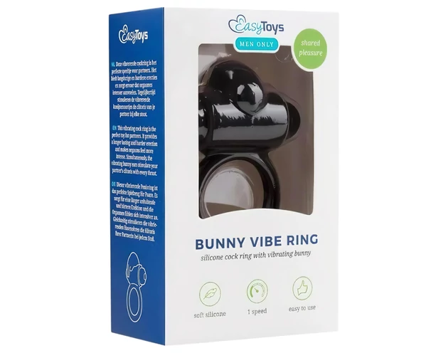 EasyToys Bunny - vibrációs péniszgyűrű (fekete)