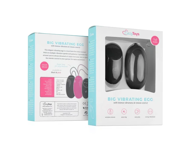Easytoys - akkus, vízálló, rádiós vibrációs tojás (fekete)