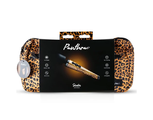 Panthra Shaka Wand - akkus, masszírozó vibrátor (leopárd-fekete)