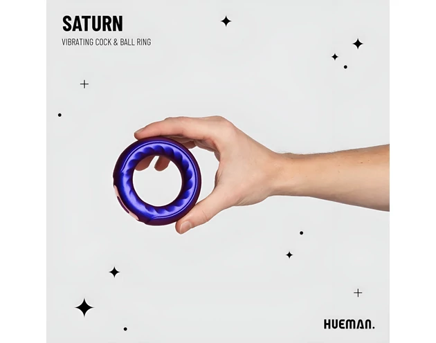 Hueman Saturn - akkus, vízálló vibrációs péniszgyűrű (lila)