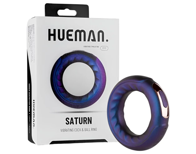 Hueman Saturn - akkus, vízálló vibrációs péniszgyűrű (lila)