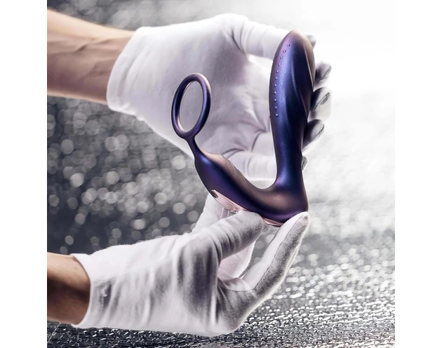 Hueman Black Hole - rádiós anál vibrátor péniszgyűrűvel (lila)