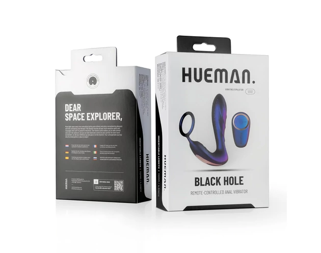 Hueman Black Hole - rádiós anál vibrátor péniszgyűrűvel (lila)