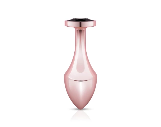 Rosy Gold Butt Plug - fekete köves anál plug (rosegold)