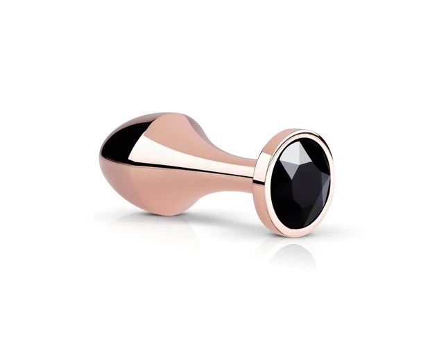 Rosy Gold Butt Plug - fekete köves anál plug (rosegold)
