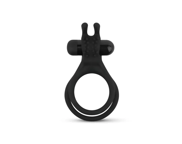 Easytoys Share Ring - vibrációs pénisz- és heregyűrű (fekete)