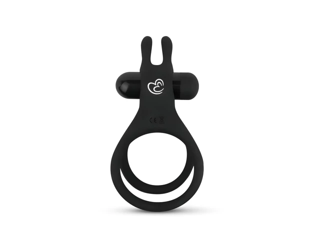 Easytoys Share Ring - vibrációs pénisz- és heregyűrű (fekete)