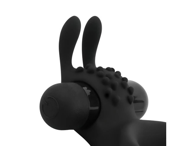 Easytoys Share Ring - vibrációs pénisz- és heregyűrű (fekete)