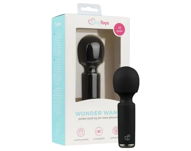 Easytoys Wonder Wand - akkus, mini masszírozó vibrátor (fekete)
