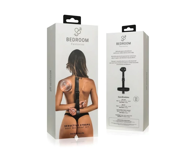Bedroom Fantasies - BDSM kötöző nyakörvvel és béklyókkal (fekete)