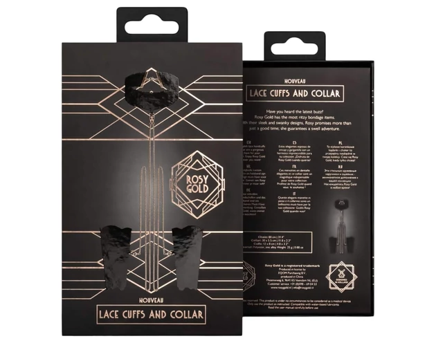 Rosy Gold - nyakörv és csukló bilincs (fekete)