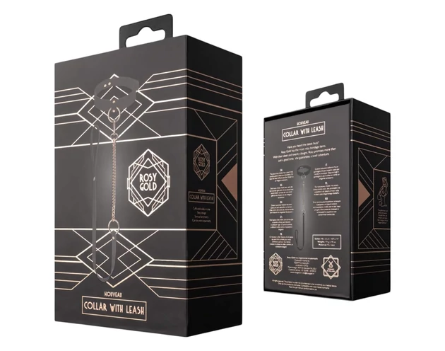 Rosy Gold - nyakörv és póráz (fekete-rózsaarany)