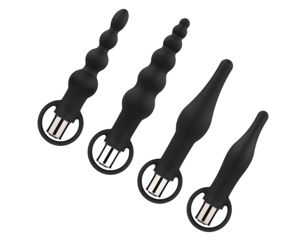 Easytoys - akkus anál vibrátor szett - 4 részes (fekete)