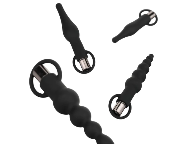 Easytoys - akkus anál vibrátor szett - 4 részes (fekete)