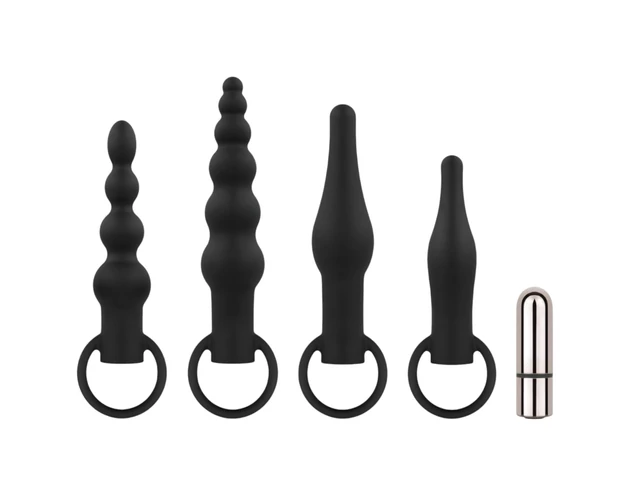 Easytoys - akkus anál vibrátor szett - 4 részes (fekete)