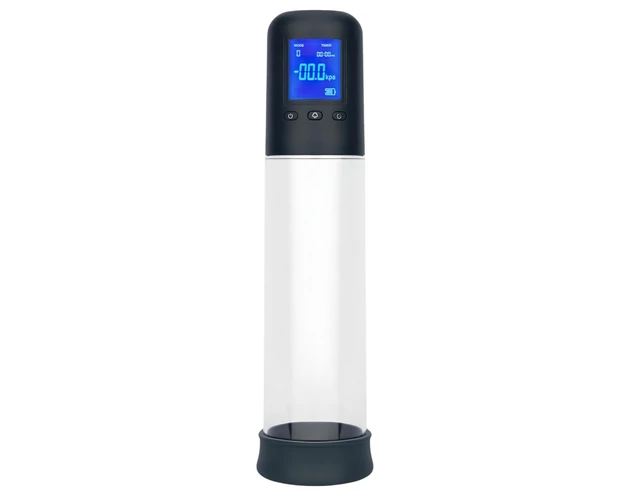 Boners - automatikus LCD péniszpumpa (átlátszó-fekete)