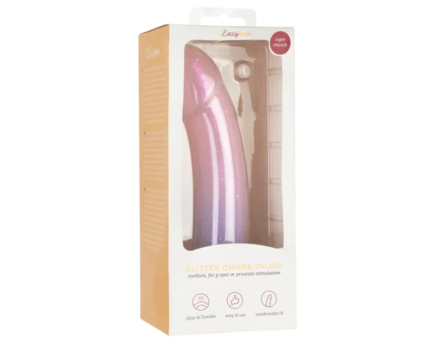 EasyToys Mermaid - csillámos dildó - 19cm (pink)