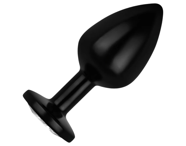 Easytoys Anal Collection - fém anál plug kővel - M (fekete)