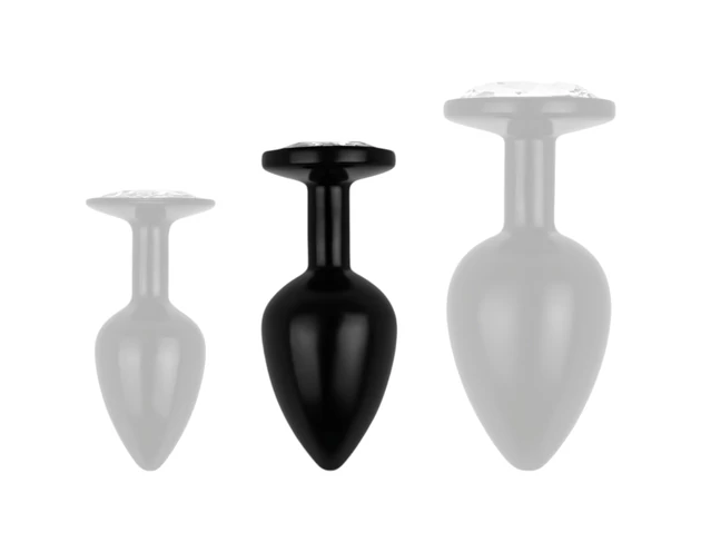 Easytoys Anal Collection - fém anál plug kővel - M (fekete)